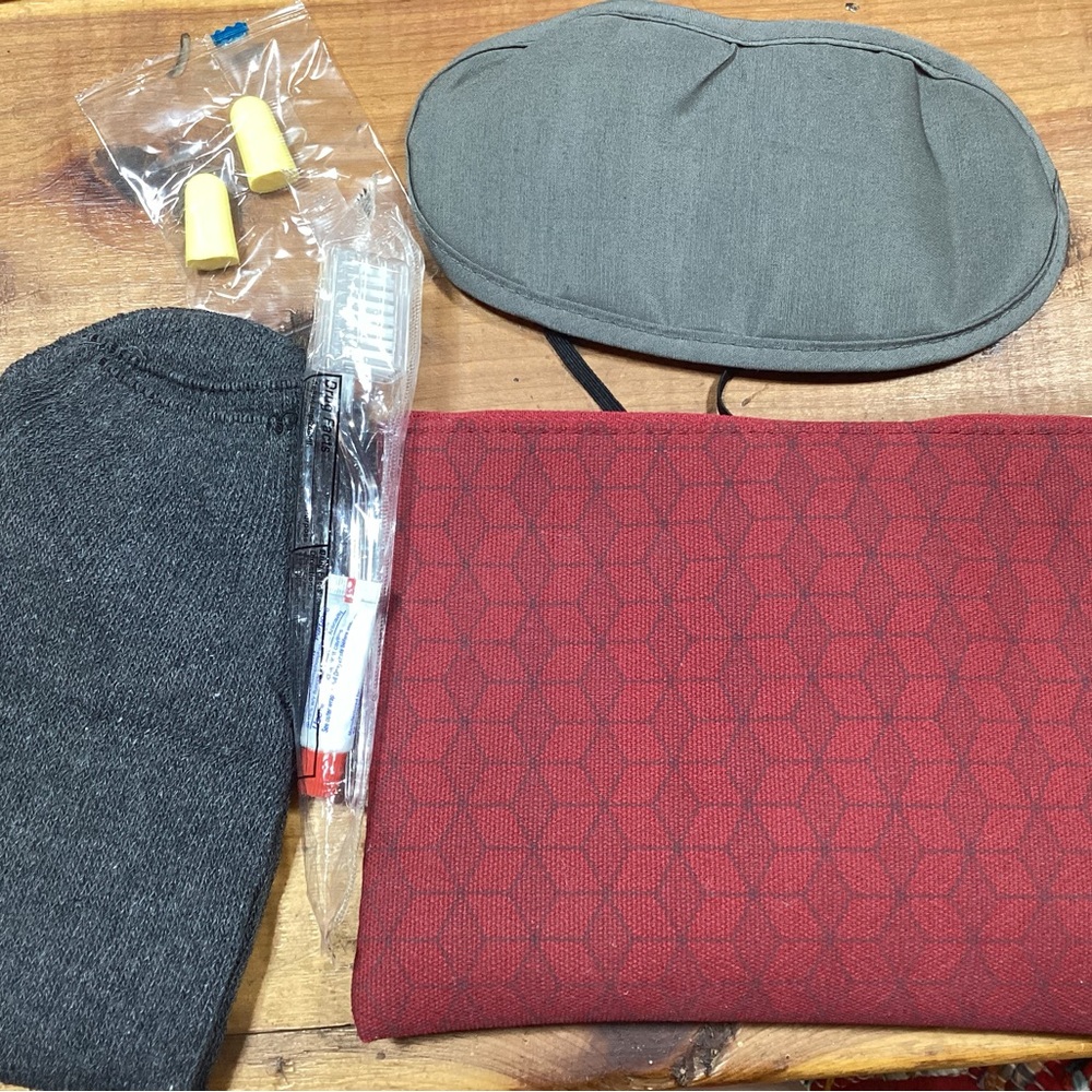 American Airlines Red Canvas Business Class Amenity Kit - appears unused